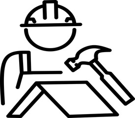 Home construction worker icon, labor day theme, outline concept isolated on transparent	