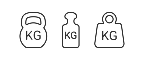 KG measure tool. Dumbbell weight sign. Fitness massa elements. Iron weigh. Vector illustration.