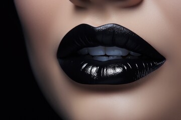 Lips with black lipstick