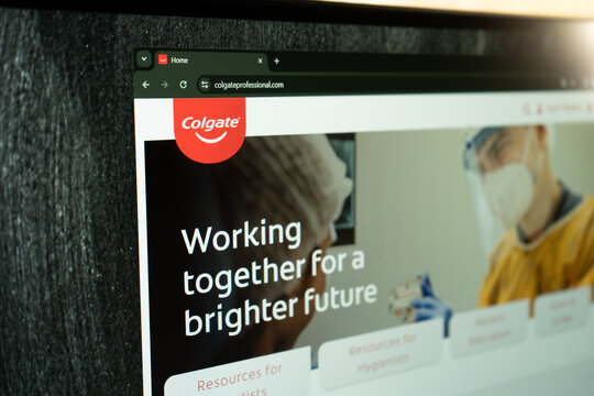 Ukraine. Dnepr 01.25.2024: The homepage of the official website for Colgate, an umbrella brand principally used to sell oral hygiene products.