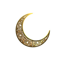 Islamic crescent moon decoration gold theme 3d rendering