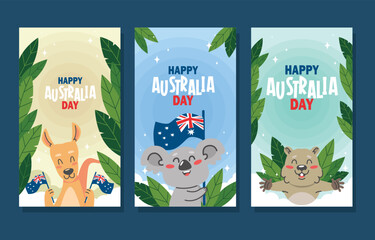 Australia day set of card design