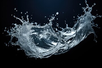 Water Splash Isolated on Black Background. Sea and Ocean Wave Dripped in Abstract Design