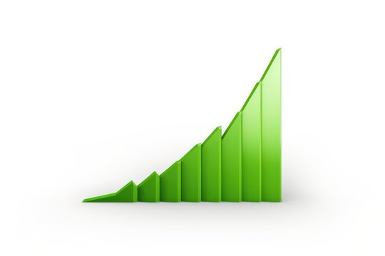 Upward Growth Progress Chart with Curved Grey Graph and Arrow in Green Background 