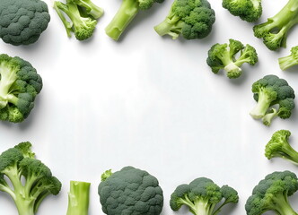 broccoli rectangular frame isolated on white background