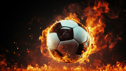 soccer ball on fire created with Generative AI technology