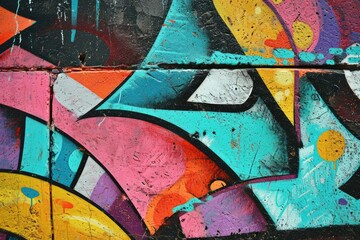 Beautiful street art graffiti background with abstract drawings in modern urban culture