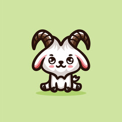 Cute Goat Cartoon Mascot Animal Vector Logo Design illustration