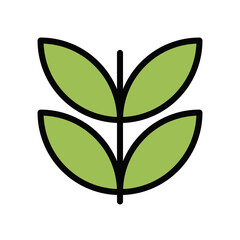Green Leaves Outline Filled Color