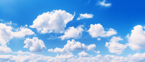 Blue Sky background with tiny Clouds. Panorama background AI Generative
