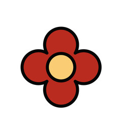 Red Flowers Outline Filled Color