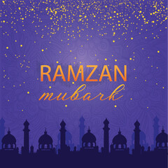 Fototapeta na wymiar Ramadan kareem Arabic islamic vector typography - Translation of text 'Generous Ramadan'