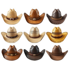 Vector Cowboy Leather Hats isolated on white background