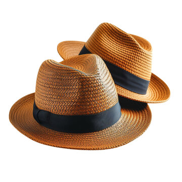 Vintage classic hat. Male/female caps, fedora and summer straw hats for men and women. Vector illustration