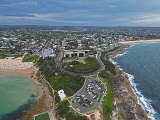 Aerial scenic view of Freshwater Beach and Curl Curl Beach, Freshwater, NSW, Australia