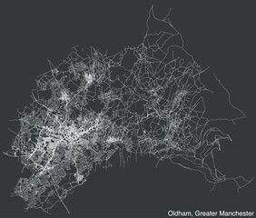 Street roads map of the METROPOLITAN BOROUGH OF OLDHAM, GREATER MANCHESTER