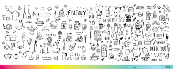Food doodles,Foods doodles hand drawn sketchy vector symbols and objects