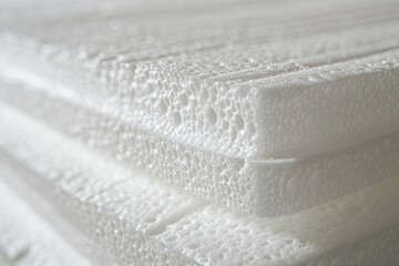 Close up of a thick white Styrofoam sheet a versatile expanded polystyrene insulation material