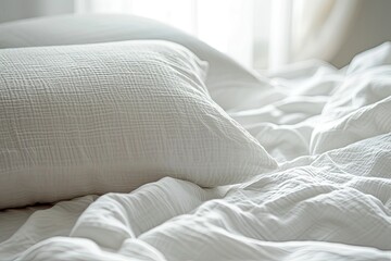 Close up of bed linens and pillow