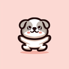 Cute Bulldog Cartoon Mascot Animal Vector Logo Design illustration