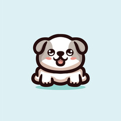Cute Bulldog Cartoon Mascot Animal Vector Logo Design illustration