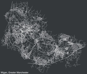 Street roads map of the METROPOLITAN BOROUGH OF WIGAN, GREATER MANCHESTER