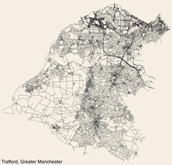 Street roads map of the METROPOLITAN BOROUGH OF TRAFFORD, GREATER MANCHESTER
