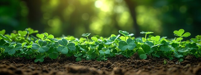 St. patrick's day.  Background, green clover leaves, magic. 