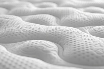 Close up shot of white orthopedic mattress top side hypoallergenic foam for proper spinal alignment and pressure point relief Background