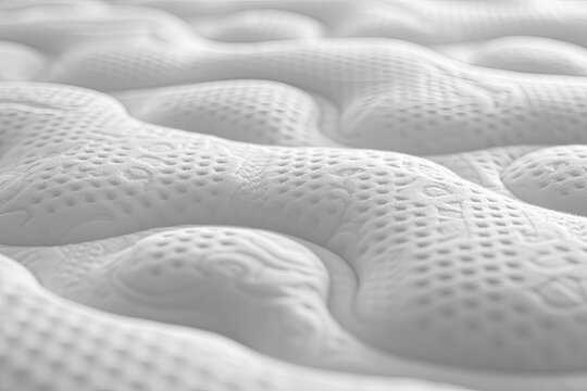 Close up shot of white orthopedic mattress top side hypoallergenic foam for proper spinal alignment and pressure point relief Background