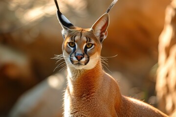 Fototapeta premium Portrait desert cats Caracal or African lynx