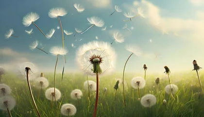 Fotobehang dandelion with flying seeds © Charlotte