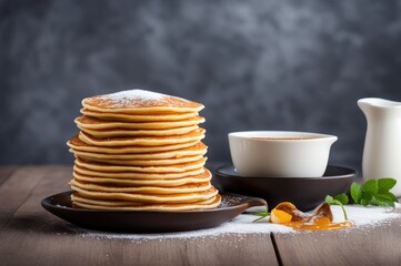 stack of very thin pancakes. traditional for Russian pancake week. Shrove tide