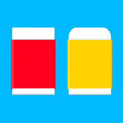 New and used eraser vector icon isolated on blue background. School supplies stationery symbols.