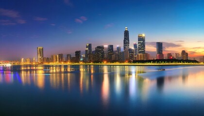 Obraz premium panoramic photography of city during nighttime