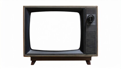old tv on isolated retro technology concept blank screen for text
