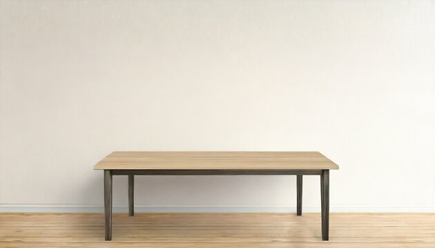 wooden desk and empty wall