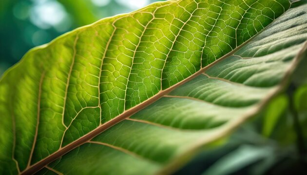 macro photography of a freen plant leaf with structure detail and depth of field