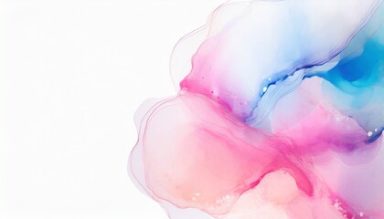 abstract fluid art painting colorful pastel color pink and blue tone by alcohol ink and watercolor isolated on white space for background banner decoration
