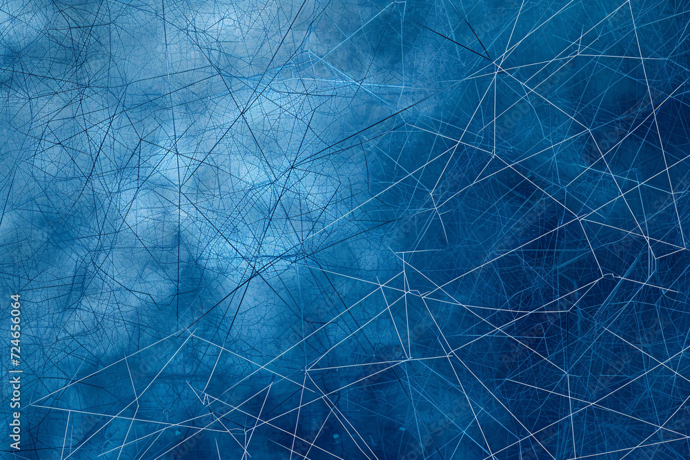 Poster blue textured background with intersecting white lines