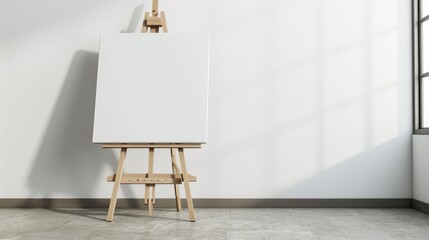 Easel with white paper sheet