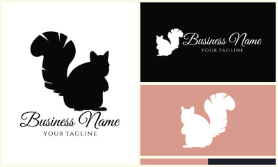 silhouette squirrel vector logo template