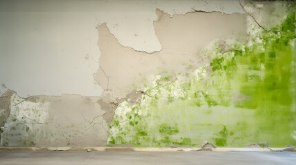 Abandoned room with weathered green wall