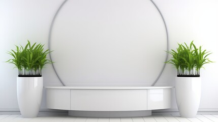 Elegant cosmetics showcase - modern white 3d pedestal podium for minimalist presentation, layout, banner