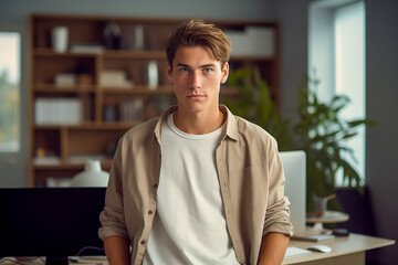 Young businessman at office. Portrait of entrepreneur man.