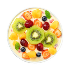 fruits pudding in a bowl isolated on transparent background Remove png, Clipping Path, pen tool