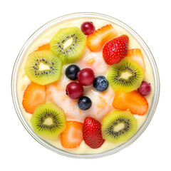 fruits pudding in a bowl isolated on transparent background Remove png, Clipping Path, pen tool