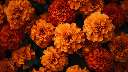 orange marigold flowers pattern background