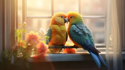 Dekokissen two beautiful parrots on a branch © Abbas Samar shad