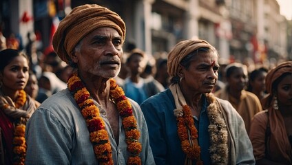 Obraz premium View of unknowns Hindu people attending a religious ceremony at the Pashupatinath temple in the morning